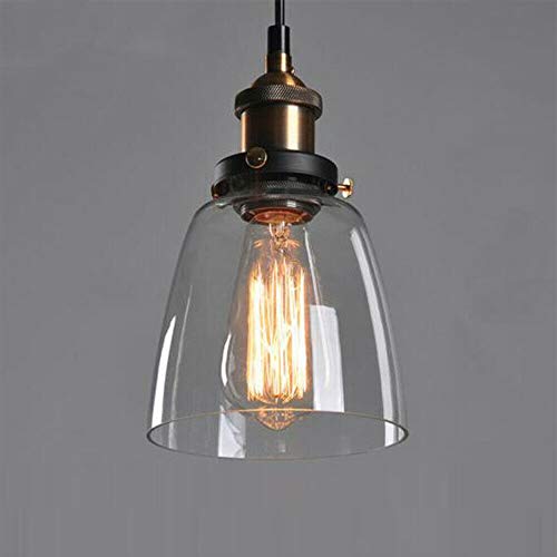 Lampenschirm Glas Retro Lampe Kupfer Pendelleuchte Klarglas Hängeleuchte Vintage Industrie Loft Leuchte E27 von DIFU