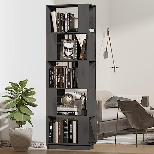 DIGBYS Bücherschrank/Raumteiler grau 51x25x163,5 cm Massivholz Kiefer von DIGBYS