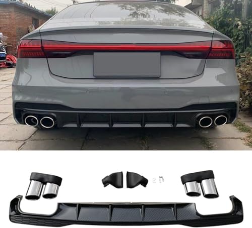 DIGBYS Heckdiffusor Heckstoßstange für Audi A7 2019-2023 Non S7, Heckdiffusor, Haifischflosse Diffusor, Karosserie modifiziertes Zubehör von DIGBYS