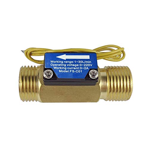 SENSTREE FS-C01 G1/2 Zoll BSP Außengewinde Messing Wasserdurchflusssalter mit Filter 1–30 l/min, 0–2 A/0–220 V (AC oder DC) von DIGITEN