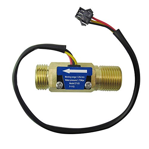 SENSTREE G1/2 Zoll Außengewinde Messing Wasserdurchflusssensor, Hall-Effekt-Sensor, Durchflussmesser, Durchflussmesser, Zähler 1–25 l/min von DIGITEN