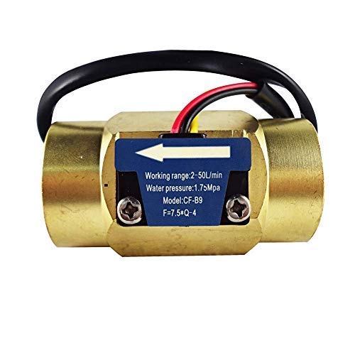 SENSTREE G3/4 Zoll Messing Wasserdurchflusssensor, Hall-Effekt Flüssigkeitsdurchflussmesser Durchflussmesser Zähler 2-50 l/min von DIGITEN