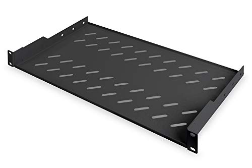 DIGITUS Fachboden zum Festeinbau - 19-Zoll - 1HE - Befestigung Vorne - Traglast 15 kg - Für Netzwerkschänke & Serverschränke - Ab 450 mm Schranktiefe - Schwarz von DIGITUS