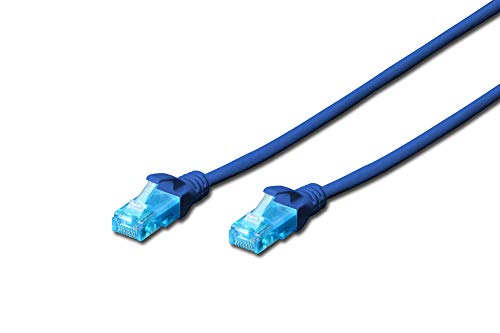 DIGITUS LAN Kabel Cat 5e - 1m - CCA Netzwerkkabel Mit RJ45 - U/UTP Ungeschirmt - Kompatibel zu Cat-6 & Cat-5 - Blau von DIGITUS