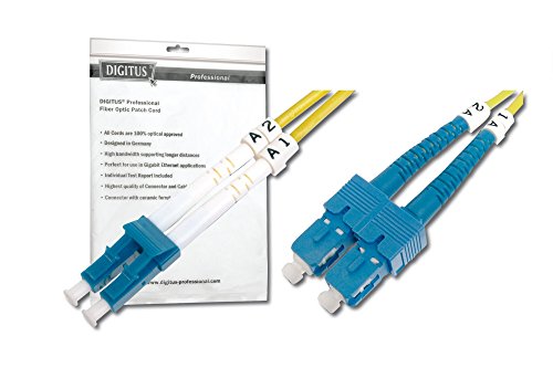 DIGITUS DK-2932-02 – Glasfaserkabel OS2 – 2 m – LC zu SC – Duplex LWL Kabel – 1/10 Gbit/s – SM Singlemode Glasfaser LAN Kabel – Fasertyp: 9/125 µ – Gelb (Yellow) von DIGITUS