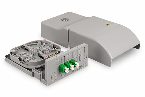 ASSMANN DIGITUS FTTH Hausübergabepunkt - für 12 SC-Simplex, 12 LC-Duplex oder E-2000 Kupplungen - vorkonfektioniert - inkl. 3 x LC/APC Duplex-Kupplungen - OS2 - IP54 Schutzklasse - Wandmontage - Grau von DIGITUS