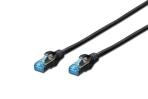 DIGITUS LAN Kabel Cat 5e - 1m - CCA Netzwerkkabel Mit RJ45 - SF/UTP Geschirmt - Kompatibel zu Cat-6 & Cat-5 - Schwarz von DIGITUS