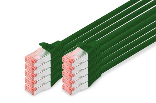 DIGITUS LAN Kabel Cat 6 - 2m - 10 Stück - RJ45 Netzwerkkabel - S/FTP Geschirmt - Kompatibel zu Cat 6A & Cat 7 - Grün DIGITUS LAN Kabel Cat 6 - 2m - 10 Stück - RJ45 Netzwerkkabel - S/FTP Geschirmt - Kompatibel zu Cat 6A & Cat 7 - Grün von DIGITUS