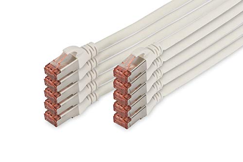 DIGITUS Professional 10x CAT 6 S-FTP Netzwerkkabel 5m weiß – Profi LAN-Kabel Set zum Herstellen einer Ethernet-Verbindung von DIGITUS
