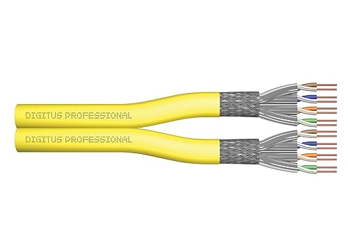 DIGITUS 100 m Cat 7A Netzwerkkabel - S-FTP (PiMF) Duplex - BauPVO Dca - LSZH Halogenfrei - 1500 MHz Kupfer AWG 22/1 - PoE+ Kompatibel - LAN Kabel Verlegekabel Ethernet Kabel - Gelb von DIGITUS