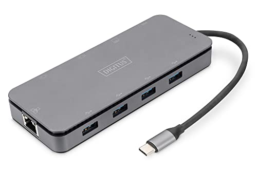 DIGITUS 11 in 1 USB-C Docking Station & SSD Enclosure 4X USB 3.0, 1x VGA, 1x HDMI, RJ45, M.2 SSD von DIGITUS