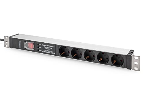 DIGITUS 19" Steckdosenleiste - 5 Abgriffe - 1HE - 250VAC - 50/60Hz - 16A - Mit Netzfilter, Überspannungsschutz & Schalter - Für 19 Zoll Netzwerk- und Serverschränke DIGITUS 19" Steckdosenleiste - 5 Abgriffe - 1HE - 250VAC - 50/60Hz - 16A - Mit Netzfilter, Überspannungsschutz & Schalter - Für 19 Zoll Netzwerk- und Serverschränke von DIGITUS
