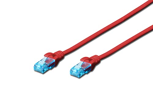 DIGITUS LAN Kabel Cat 5e - 2m - CCA Netzwerkkabel Mit RJ45 - U/UTP Ungeschirmt - Kompatibel zu Cat-6 & Cat-5 - Rot von DIGITUS