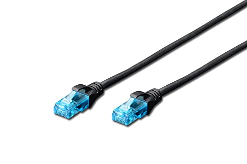 DIGITUS LAN Kabel Cat 5e - 2m - CCA Netzwerkkabel Mit RJ45 - U/UTP Ungeschirmt - Kompatibel zu Cat-6 & Cat-5 - Schwarz von DIGITUS