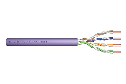 DIGITUS 305 m Cat 6 Netzwerkkabel - U-UTP Simplex - BauPVO Eca - PVC Mantel - 250 MHz Kupfer AWG 24/1 - PoE Kompatibel - LAN Kabel Verlegekabel Ethernet Kabel - Violett von DIGITUS