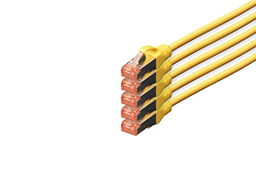 DIGITUS LAN Kabel Cat 6 - 10m - 5 Stück - RJ45 Netzwerkkabel - S/FTP Geschirmt - Kompatibel zu Cat 6A & Cat 7 - Gelb von DIGITUS