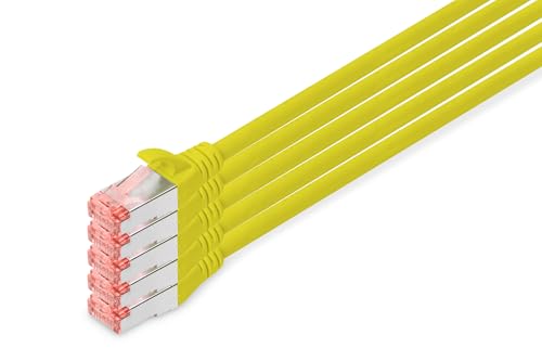 DIGITUS Professional 5x CAT 6 S-FTP Netzwerkkabel 10m gelb – Profi LAN-Kabel Set zum Herstellen einer Ethernet-Verbindung von DIGITUS