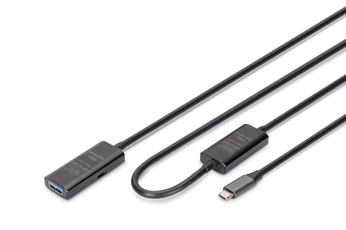 DIGITUS Aktives USB 3.2 Gen 1 Verlängerungskabel – 10 m – Bis zu 5 Gbit/s -Schwarz von DIGITUS