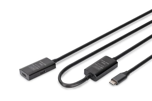 DIGITUS Aktives USB 3.2 Gen 1 Verlängerungskabel – 10 m – USB-C Stecker auf Buchse – Repeater USB-Kabel mit Plug & Play – Bis zu 5 Gbit/s – Stromversorgung über USB – Schwarz DIGITUS Aktives USB 3.2 Gen 1 Verlängerungskabel – 10 m – USB-C Stecker auf Buchse – Repeater USB-Kabel mit Plug & Play – Bis zu 5 Gbit/s – Stromversorgung über USB – Schwarz von DIGITUS
