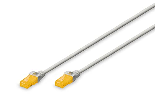 DIGITUS LAN Kabel Cat 6A - 1m - Slim - RJ45 Netzwerkkabel - UTP Ungeschirmt - Kompatibel zu Cat-6 - Grau von DIGITUS