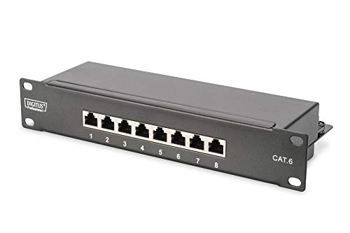 DIGITUS Cat-6 Patchpanel - 8 Ports - RJ45-Buchsen - 10-Zoll Rack-Mount 1HE - LSA Verteilerfeld - Geschirmt - Schwarz DIGITUS Cat-6 Patchpanel - 8 Ports - RJ45-Buchsen - 10-Zoll Rack-Mount 1HE - LSA Verteilerfeld - Geschirmt - Schwarz von DIGITUS