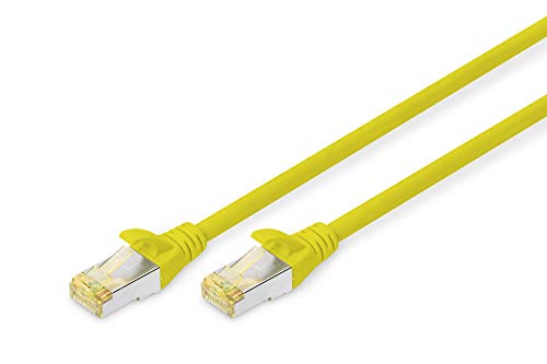DIGITUS LAN Kabel Cat 6A - 0,5m - RJ45 Netzwerkkabel - S/FTP Geschirmt - Kompatibel zu Cat-6 & Cat-7 - Gelb von DIGITUS