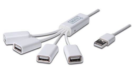 Verlängerungskabel, USB 2.0 HUB, 4x USB A Buchse an 1x USB A Stecker, 1m, Digitus® [DA-70216] von DIGITUS