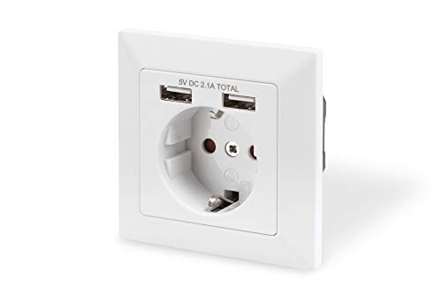 DIGITUS DA-70613 – Unterputz-Steckdose mit USB-A Ladegerät – 1 Stück – 2 USB-Buchsen – 5V / 2,1 A Gesamt – 250 V 50 Hz – Einbautiefe 32 mm – Bedingt Designfähig – Reinweiß RAL 9003 DIGITUS DA-70613 – Unterputz-Steckdose mit USB-A Ladegerät – 1 Stück – 2 USB-Buchsen – 5V / 2,1 A Gesamt – 250 V 50 Hz – Einbautiefe 32 mm – Bedingt Designfähig – Reinweiß RAL 9003 von DIGITUS