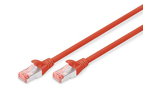 DIGITUS LAN Kabel Cat 6 - 0,5m - RJ45 Netzwerkkabel - S/FTP Geschirmt - Kompatibel zu Cat 6A & Cat 7 - Rot von DIGITUS