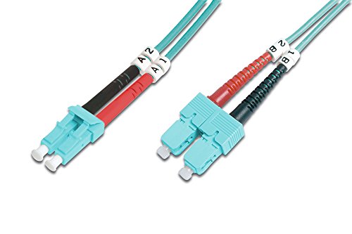 DIGITUS DK-2532-01/3 – Glasfaserkabel OM3 – 1 m – LC zu SC – Duplex LWL Kabel – 1/10/40/100 Gbit/s – MM Multimode Glasfaser LAN Kabel – Fasertyp: 50/125 µ – Türkis (Aqua) von DIGITUS