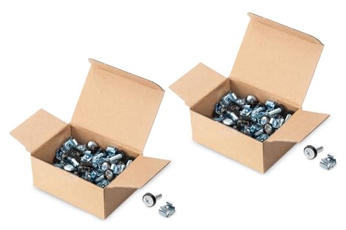 DIGITUS DN-19 Set-S – M6 Schrauben & Käfigmuttern – 100 Stück Set – Montageschrauben für Serverschrank, AV Rack, 19 Zoll / 10 Zoll Netzwerkschrank – Montagesatz – Silber von DIGITUS