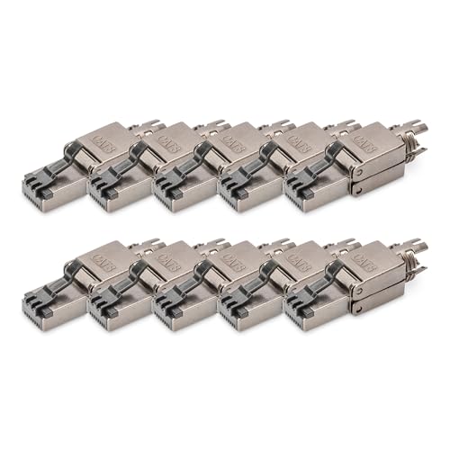 DIGITUS DN-93837 – Netzwerkstecker Cat 8.1 – 10 Stück – 360° Geschirmt – RJ45 Feldstecker Cat8 Werkzeuglos – 2000 MHz – 25GBase-T / 40GBase-T – 25 Gbit/s / 40 Gbit/s – AWG 26/7 bis AWG 22/1 von DIGITUS