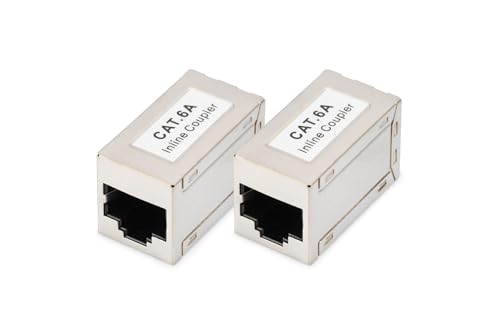 DIGITUS DN-93905 – RJ45 Kupplung Cat 6A – 2 Stück – LAN Kabel Verlängerung – Cat6A Netzwerkkabel Verbinder – PoE Kompatibel – Modulare Kupplung – Für Switch, DSL, Modem, Router, PC – Silber DIGITUS DN-93905 – RJ45 Kupplung Cat 6A – 2 Stück – LAN Kabel Verlängerung – Cat6A Netzwerkkabel Verbinder – PoE Kompatibel – Modulare Kupplung – Für Switch, DSL, Modem, Router, PC – Silber von DIGITUS