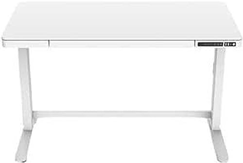 DIGITUS höhenverstellbarer Schreibtisch elektrisch – USB-Ladestation – LED-Display – Memory-Funktion – Tastensperre – 1 Motor – Antikollisionssystem – Schublade – 120 x 60 cm (B x T) – Weiß von DIGITUS