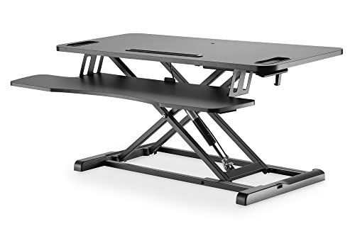 DIGITUS Ergonomischer Schreibtisch-Aufsatz für gesundes Arbeiten - Sitz-Steh Arbeitsplatz - Zwei Ebenen - Stehpult - Standtisch - Steharbeitsplatz - Schwarz von DIGITUS