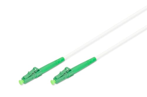 DIGITUS Glasfaserkabel OS2 – 10 m – LC/APC zu LC/APC – Stahlarmiert – Simplex LWL Kabel – SM Singlemode Glasfaser LAN Kabel – Fasertyp: 9/125 µ – LSZH – Weiß von DIGITUS