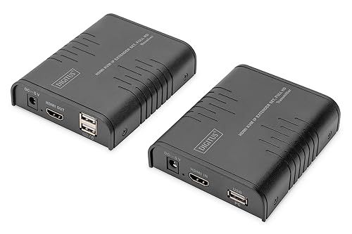 DIGITUS HDMI KVM IP Extender Set - 1x Sender, 1x Empfänger - FullHD 1080p/60Hz - Punkt zu Multipunkt - HDMI 1.3 HDCP 1.4 - Plug & Play von DIGITUS