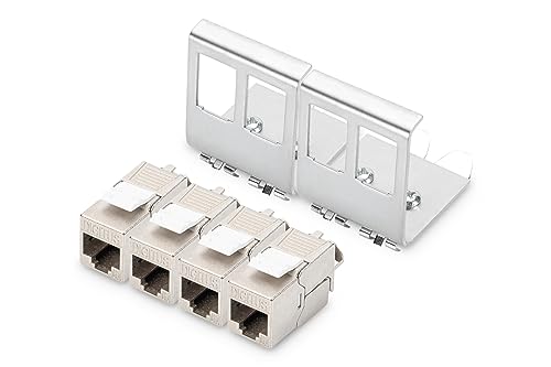 DIGITUS Set: Hutschienen-Adapter – 2 Stück – Mit 4x Cat6A Keystone-Modul – 45° Gewinkelt – Edelstahl – Offenes Gehäuse DIGITUS Set: Hutschienen-Adapter – 2 Stück – Mit 4x Cat6A Keystone-Modul – 45° Gewinkelt – Edelstahl – Offenes Gehäuse von DIGITUS