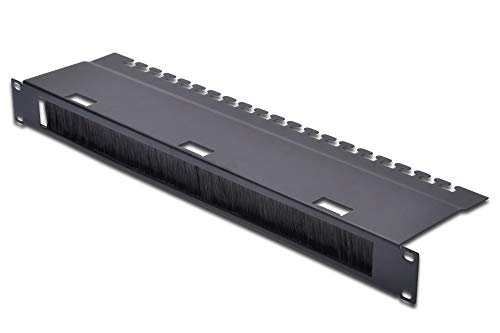 DIGITUS Kabel-Durchführung mit Bürstenleiste & Kabel-Abfang - 1HE - 19-Zoll - Für Netzwerkschränke & Netzwerkkabel - Schwarz von DIGITUS
