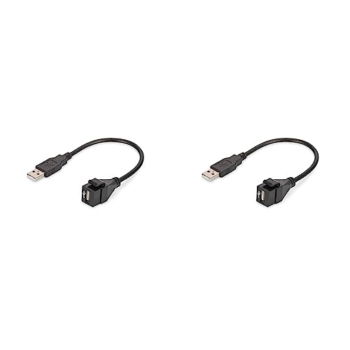 DIGITUS Keystone-Kupplung USB 2.0 - Für DN-93832 - Mit 16 cm Kabel - Schwarz (RAL 9005) (Packung mit 2) von DIGITUS