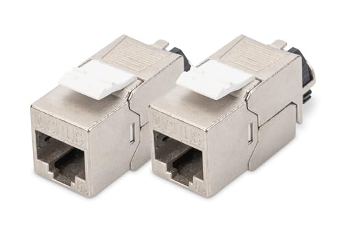 DIGITUS Keystone-Modul Cat-6A Geschirmt - 2 Stück - RJ45 - Designfähig - 500 MHz 10GBase-T - Werkzeuglose Montage von DIGITUS