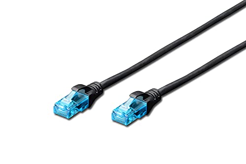 DIGITUS LAN Kabel Cat 5e - 0,5m - RJ45 Netzwerkkabel - U/UTP Ungeschirmt - Kompatibel zu Cat-6 & Cat-5 - Schwarz von DIGITUS