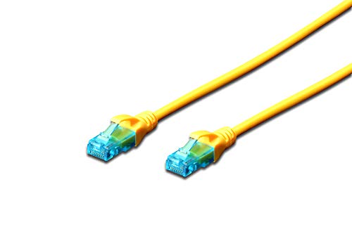 DIGITUS LAN Kabel Cat 5e - 3m - RJ45 Netzwerkkabel - U/UTP Ungeschirmt - Kompatibel zu Cat-6 & Cat-5 - Gelb von DIGITUS