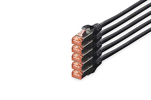 DIGITUS DK-1644-100-BL-5 - DK-1644-100-BL-5 Netzwerkkabel 10 m Cat6 S/FTP (S-STP) Schwarz (CAT 6 S-FTP Patch Cable CU LSZ - 5X CAT 6 S-FTP Patchkabel, Cu, LSZH, AWG 27/7, Länge 10 m, Farbe Schwarz) von DIGITUS