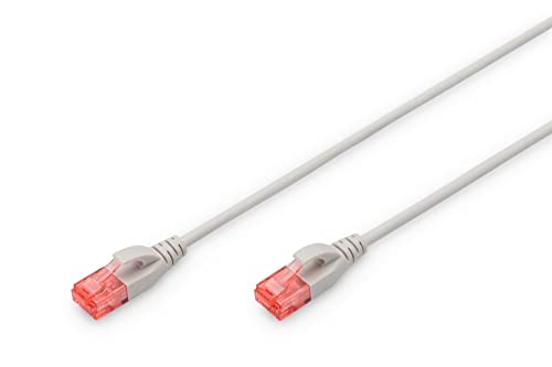 DIGITUS LAN Kabel Cat 6 - 1m - Slim - RJ45 Netzwerkkabel - UTP Ungeschirmt - Kompatibel zu Cat-6A - Grau von DIGITUS
