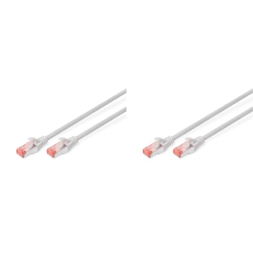 DIGITUS LAN Kabel Cat 6-3m - RJ45 Netzwerkkabel - S/FTP Geschirmt - Kompatibel zu Cat 6A & Cat 7 - Grau (Packung mit 2) von DIGITUS