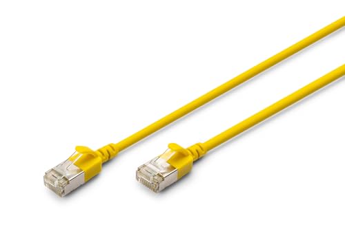DIGITUS LAN Kabel Cat 6A – 0,3m – Slim Version AWG 32/7 – 10 Gbit/s – RJ45 Netzwerkkabel – F/FTP – PoE+ – LSZH – Kompatibel zu Cat7, Cat6, Cat5e – Gelb von DIGITUS