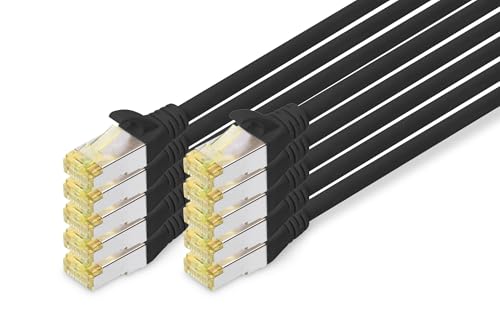 DIGITUS CAT 6A S/FTP Patchkabel, 10 Stück, 0,5m, schwarz von DIGITUS
