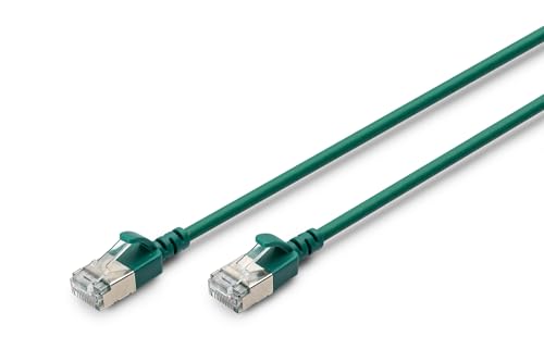 DIGITUS LAN Kabel Cat 6A – 1m – Slim Version AWG 32/7 – 10 Gbit/s – RJ45 Netzwerkkabel – F/FTP – PoE+ – LSZH – Kompatibel zu Cat7, Cat6, Cat5e – Grün von DIGITUS