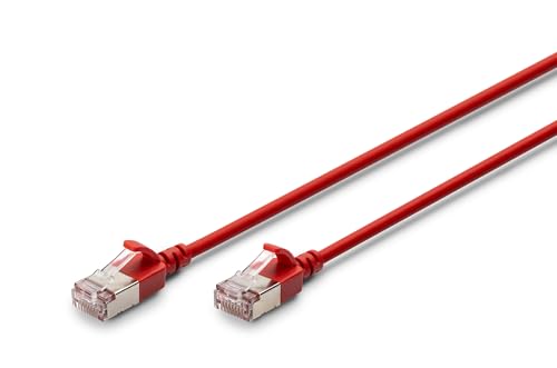 DIGITUS LAN Kabel Cat 6A – 1m – Slim Version AWG 32/7 – 10 Gbit/s – RJ45 Netzwerkkabel – F/FTP – PoE+ – LSZH – Kompatibel zu Cat7, Cat6, Cat5e – Rot von DIGITUS